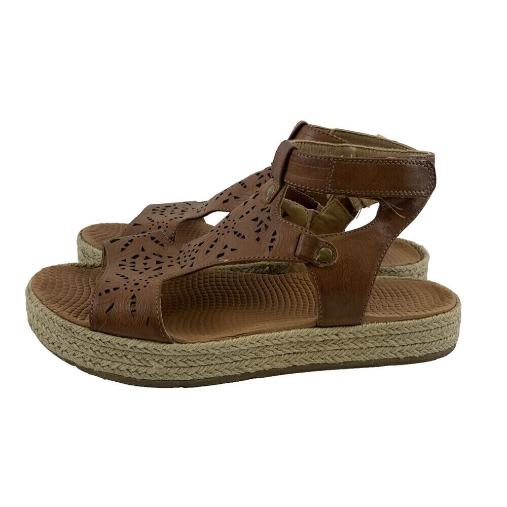 Baretraps Bernedette Espadrille Sandals Adjustable Ankle Strap Faux Leather 9